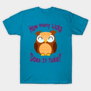 The inscription "How many licks does it take?" T-Shirt